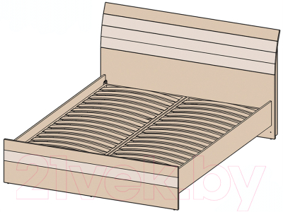 Двуспальная кровать Интерлиния Коламбия КЛ-001-1 180 с основанием (дуб сонома/дуб белый)