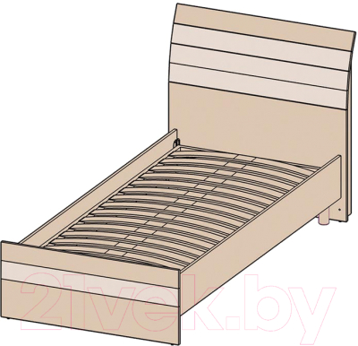 Односпальная кровать Интерлиния Коламбия КЛ-001-3 90 с основанием (дуб венге/дуб серый)