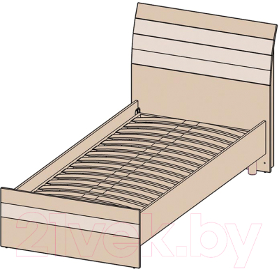 Односпальная кровать Интерлиния Коламбия КЛ-001-3 90 с основанием (дуб сонома/дуб белый)