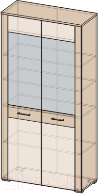 Шкаф с витриной Интерлиния Коламбия КЛ-3-1 (дуб венге/дуб серый)
