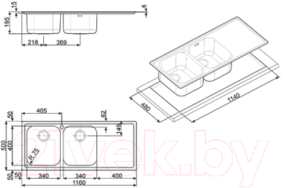 Мойка кухонная Smeg LE116D-2