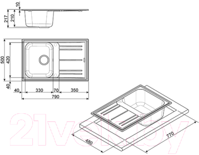 Мойка кухонная Smeg LZ791AV