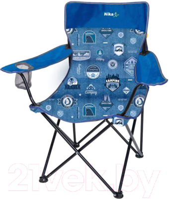Кресло складное Ника Премиум 5 / ПСП5 (синий/серый)
