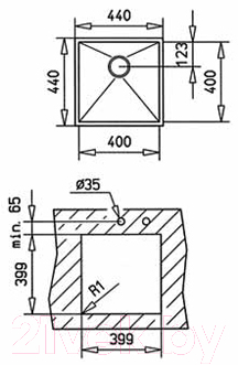 Мойка кухонная Teka Undermount Be Linea 400.400 / 10125124