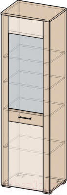 Шкаф-пенал с витриной Интерлиния Коламбия КЛ-5-1 (дуб венге/дуб серый)
