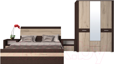 Комплект мебели для спальни Интерлиния Коламбия-4 (дуб венге/дуб серый)
