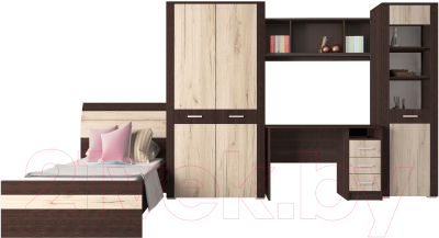 Комплект мебели для спальни Интерлиния Коламбия-5 (дуб венге/дуб серый)