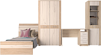 Комплект мебели для спальни Интерлиния Коламбия-5 (дуб сонома/дуб белый) - 