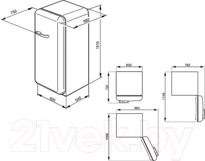 Холодильник с морозильником Smeg FAB28RIT1