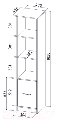 Шкаф-пенал с витриной Интерлиния СК-024 (дуб сонома/дуб белый)