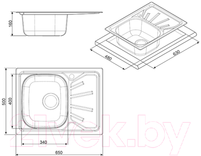 Мойка кухонная Smeg LMEL65D