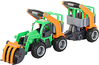 Трактор игрушечный Полесье ГрипТрак с полуприцепом для животных / 48417 - 