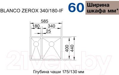 Мойка кухонная Blanco Zerox 340/180-IF / 521611