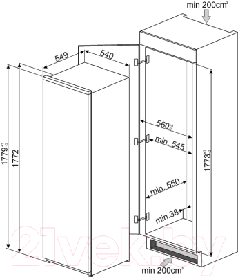 Встраиваемый морозильник Smeg S7220FNDP