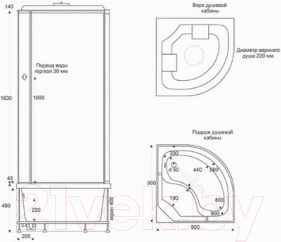 Изображение товара Душевая кабина BAS Корса Эко 90x90 (черный/тонированное стекло)