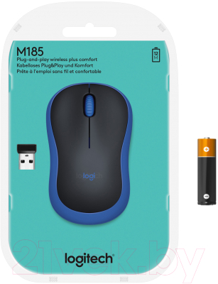 Мышь Logitech M185 910-002239 / 910-002632 (черный/синий)