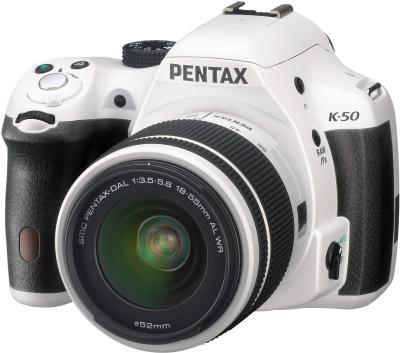 Зеркальный фотоаппарат Pentax K-50 Kit (DA L 18-55mm WR, белый)