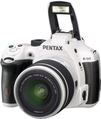 Зеркальный фотоаппарат Pentax K-50 Kit (DA L 18-55mm WR, белый)