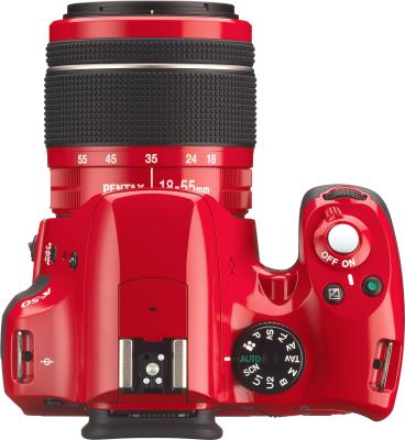 Зеркальный фотоаппарат Pentax K-50 Kit (DA L 18-55mm WR, красный) - вид сверху