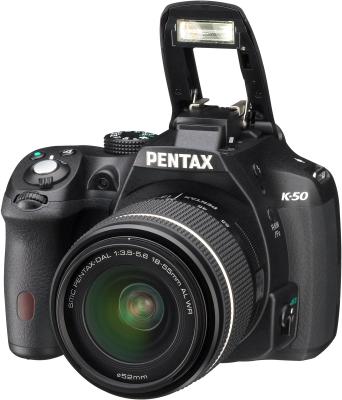 Зеркальный фотоаппарат Pentax K-50 Kit (DA L 18-55mm WR, черный) - общий вид