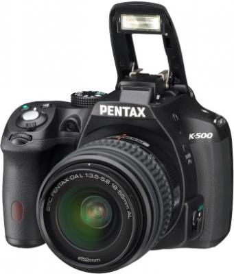 Зеркальный фотоаппарат Pentax K-500 Kit (DA L 18-55mm, Black) - общий вид