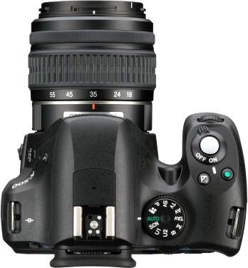 Зеркальный фотоаппарат Pentax K-500 Kit (DA L 18-55mm, Black) - вид сверху