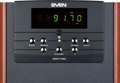 Мультимедиа акустика Sven IHOO T100U (дерево) - панель управления и дисплей