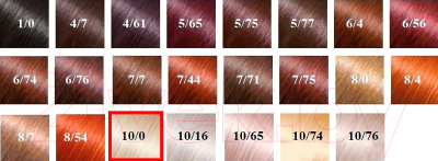 Крем-краска для волос Estel Я Выбираю Цвет 10/0 (блондин платиновый) - палитра