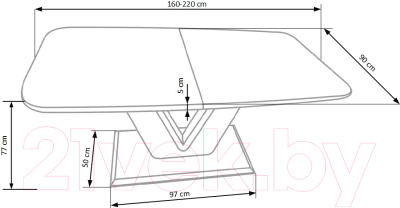 Обеденный стол Halmar Mistral 160-220x90 (белый)