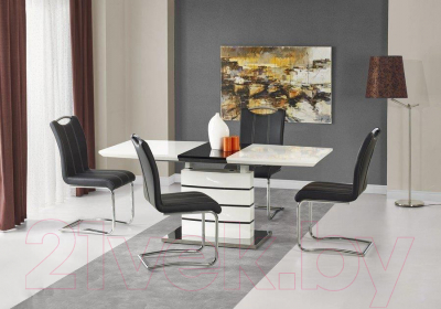 Обеденный стол Halmar Nord 140-180x80 (белый/черный)