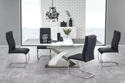 Обеденный стол Halmar Sandor 2 160-220x90 (черный/белый)