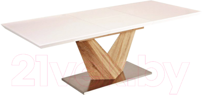 Обеденный стол Signal Alaras 140-200x85 (белый лак/дуб сонома)