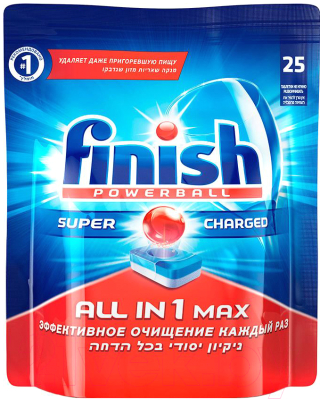 Таблетки для посудомоечных машин Finish All in One Max (25шт)