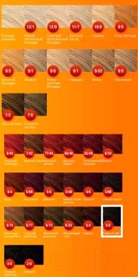 Крем-краска для волос Wellaton 5/0 (темный дуб) - палитра