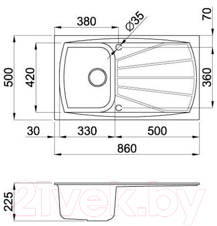 Мойка кухонная Elleci Living 300 Bianco Titano G68 / LGL30068