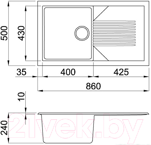 Мойка кухонная Elleci Tekno 400 White V96