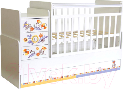 Детская кровать-трансформер Фея 1100 Прогулка (белый)
