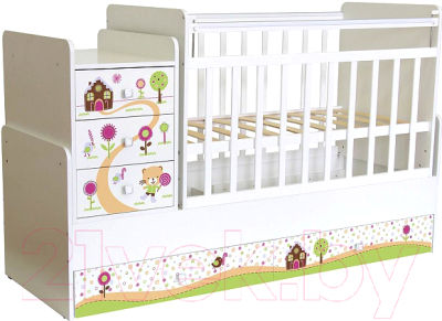 Детская кровать-трансформер Фея 1100 Пряничный домик (белый)