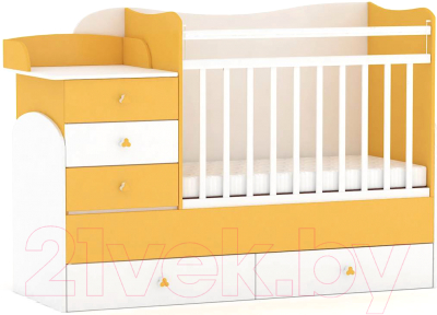 Детская кровать-трансформер Фея 1400 (белый/солнечный)
