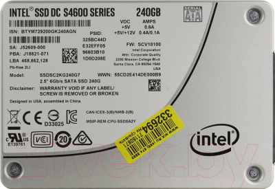SSD диск Intel DC S4600 240GB (SSDSC2KG240G701) - вид сзади
