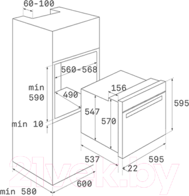 Электрический духовой шкаф Teka HLB 840 P WH (41566011) - схема встраивания