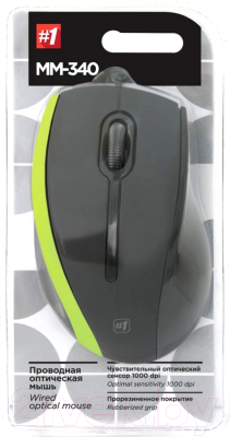 Мышь Defender MM-340 / 52346 (черный/зеленый)
