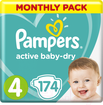 Подгузники детские Pampers Active Baby-Dry 4 Maxi (174шт)