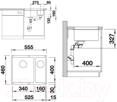 Мойка кухонная Blanco Subline 340/160-U / 523552