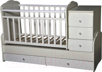 Детская кровать-трансформер Антел Ульяна-1 Жираф (белый)
