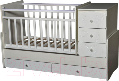 Детская кровать-трансформер Антел Ульяна-2 Жираф (белый)