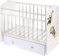 Детская кроватка VDK Морозко Панда маятник-ящик (белый/белый) - 
