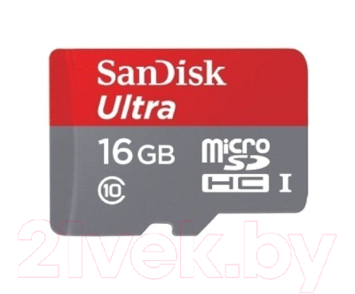Карта памяти SanDisk Ultra microSDHC 16GB с адаптером (SDSQUAR-016G-GN6MA)