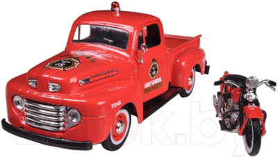Масштабная модель автомобиля Maisto Форд F-1 Пикап (мод.1948) Пожарная с мотоциклом / 32191