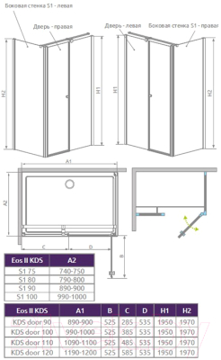 Душевая дверь Radaway Eos II KDS 100L / 3799482-01L